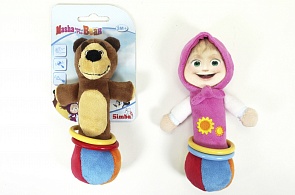 Погремушка-пищалка плюшевая с кольцами «Маша и Медведь», 2 вида (Simba, 9300814)